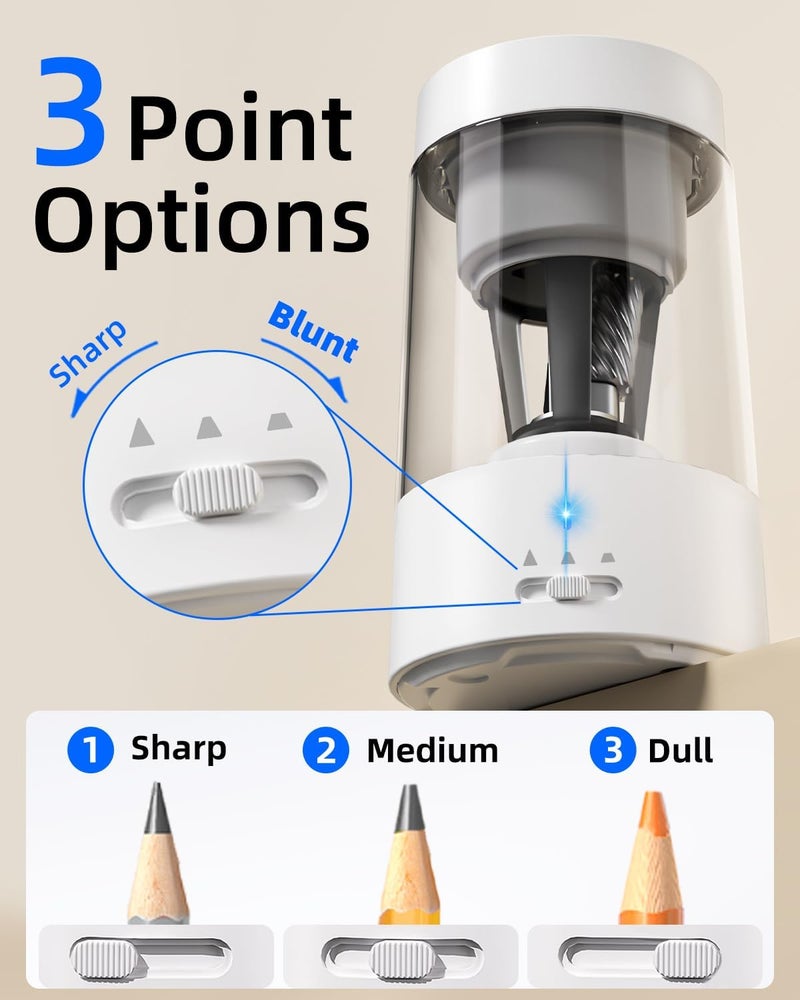 Zmol Electric Pencil Sharpener for Colored Pencils, Rechargeable Hands-Free Pencil Sharpeners,Fully Automatic Robot Pencil Sharpener, Auto in & Out, Pencil Sharpeners for Kids Home - Image 3